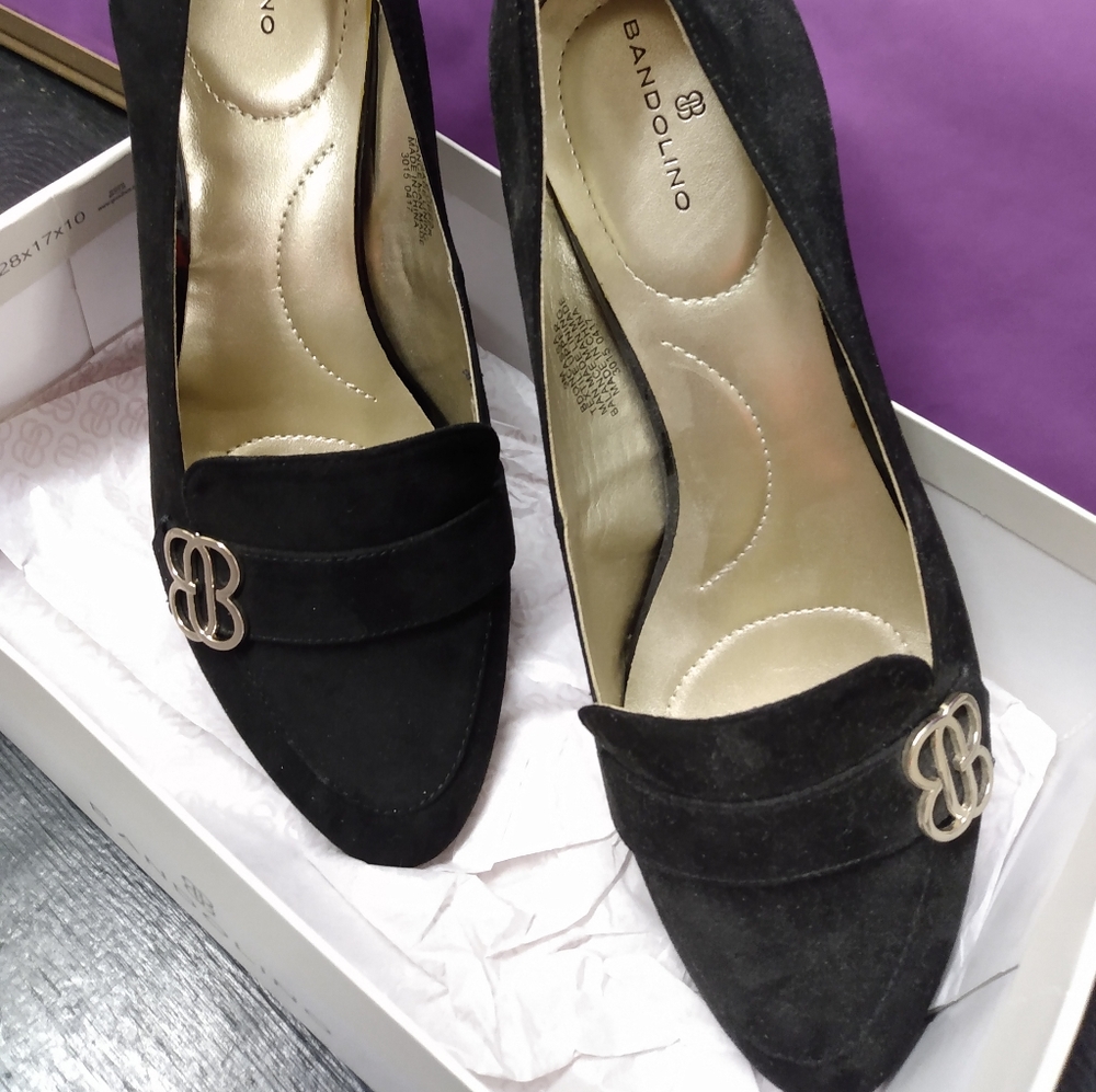 Bandolino Bdoncassa Black Block-Heel Loafer Pumps Size 9